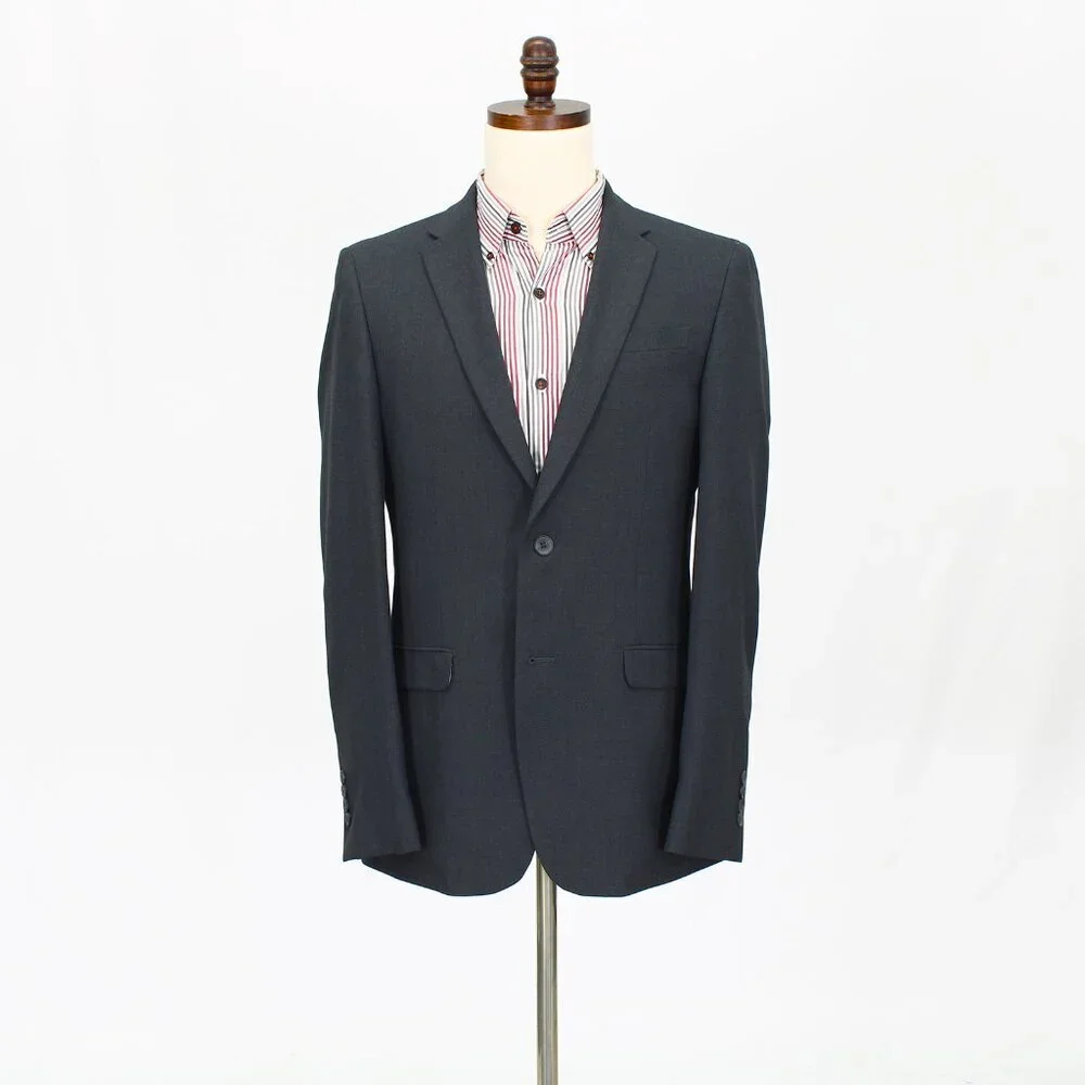 Egara 40L Gray Solid 2-Button Sport Coat Blazer Jacket P459